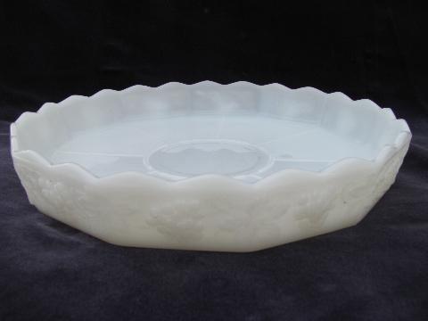 photo of Harvest grapes, vintage grape pattern white milk glass Fire King flower bowl & tray #4