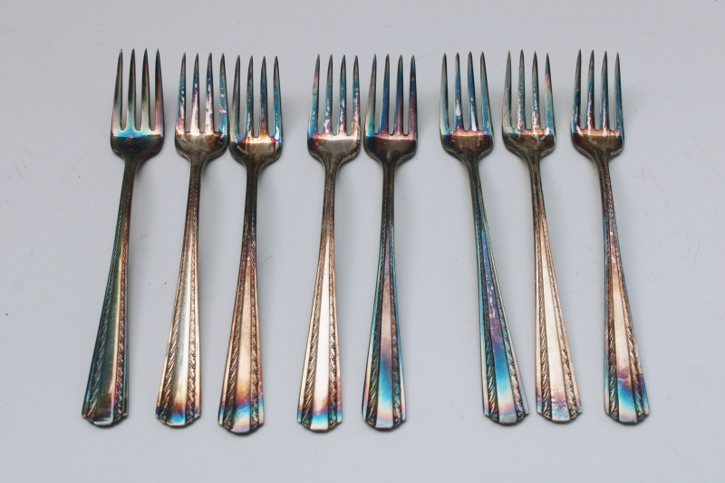 photo of Harvest or Camelot pattern American Silver luncheon forks, 1960s vintage International silver flatware #1