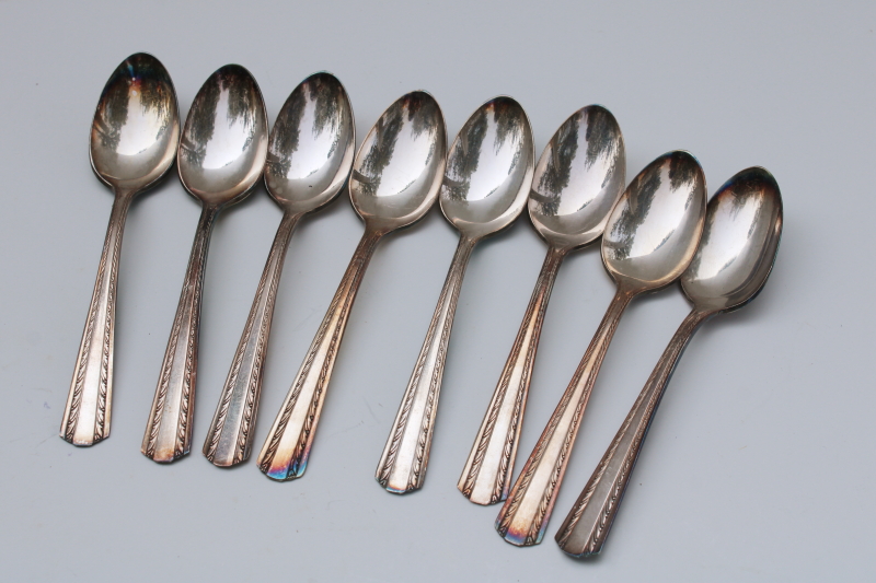 photo of Harvest or Camelot pattern American Silver spoons set of 8 teaspoons, 1960s vintage International silver #1