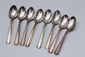 catalog photo of Harvest or Camelot pattern American Silver spoons set of 8 teaspoons, 1960s vintage International silver