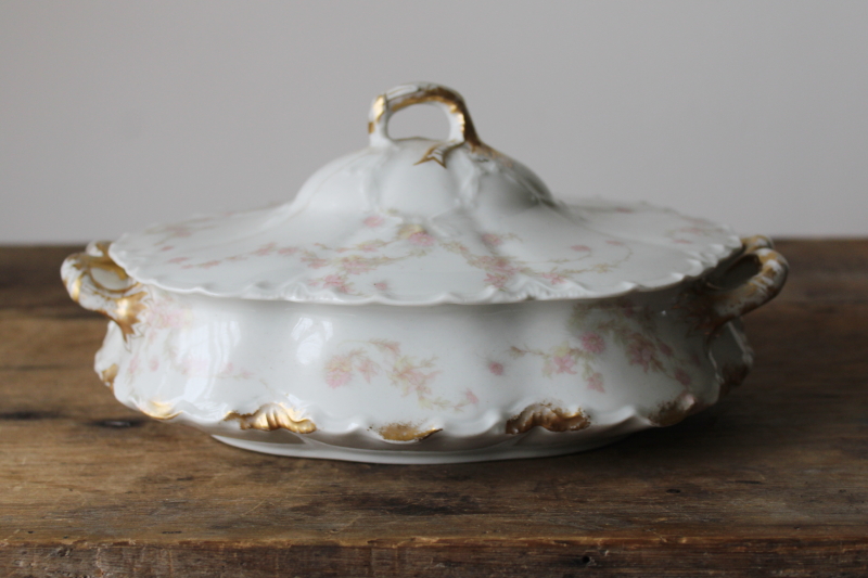 photo of Haviland Limoges France china early 1900s antique vintage serving dish, large covered bowl  #1