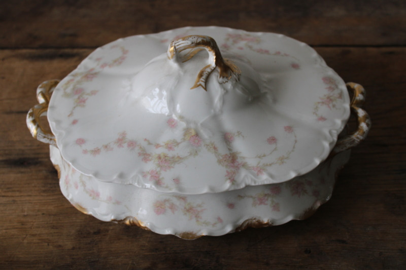 photo of Haviland Limoges France china early 1900s antique vintage serving dish, large covered bowl #2