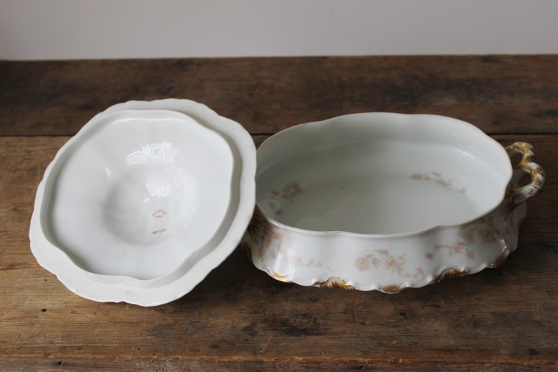 photo of Haviland Limoges France china early 1900s antique vintage serving dish, large covered bowl #3