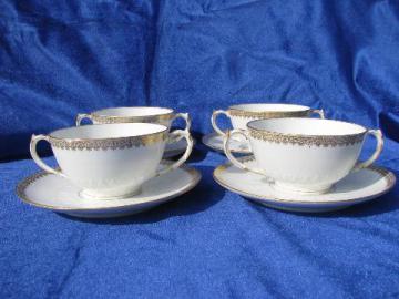 catalog photo of Haviland - Limoges, vintage French china cream soup bowls w/ saucers