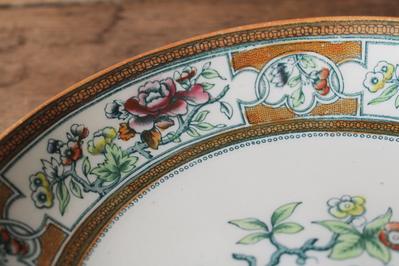 photo of Havre pattern antique Edge Malkin ironstone china bowl, flowering tree of life 1800s vintage  #2