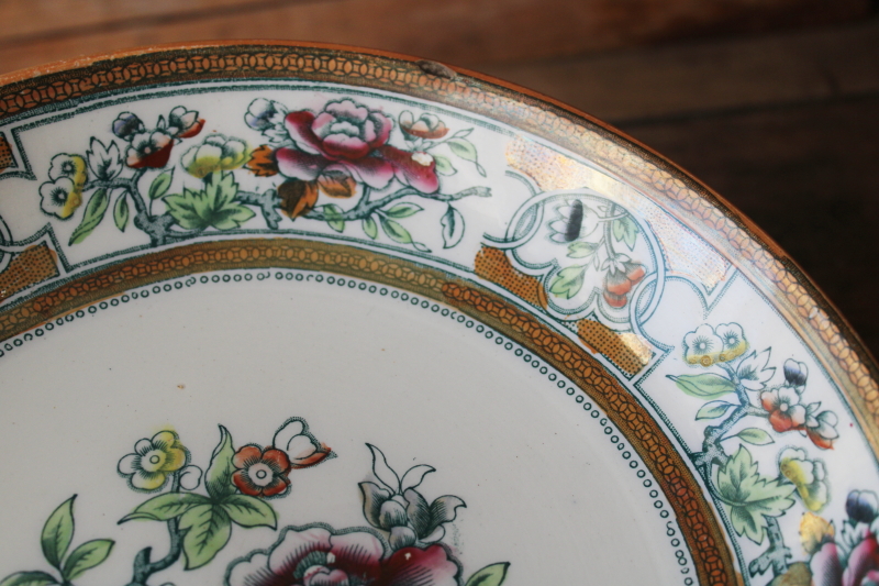 photo of Havre pattern antique Edge Malkin ironstone china bowl, flowering tree of life 1800s vintage  #3