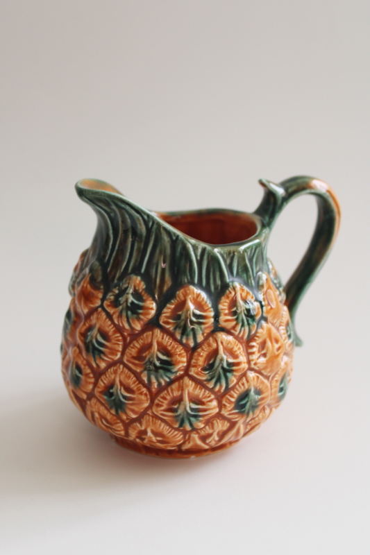 photo of Hawaii style vintage Lefton Japan hand painted ceramic pineapple, small pitcher #1