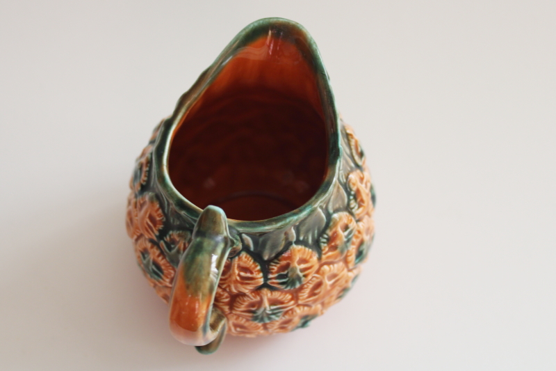 photo of Hawaii style vintage Lefton Japan hand painted ceramic pineapple, small pitcher #3