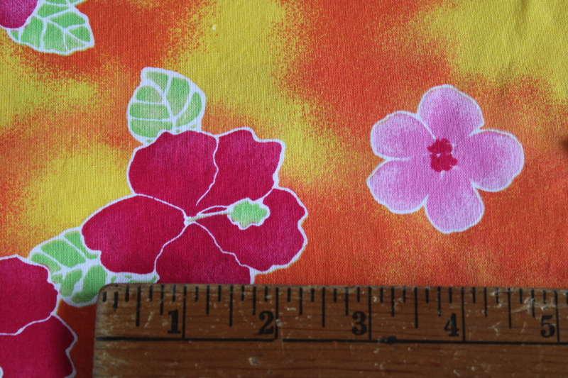 photo of Hawaiian tropical print cotton fabric Y2K vintage, hibiscus flowers bold bright floral #4
