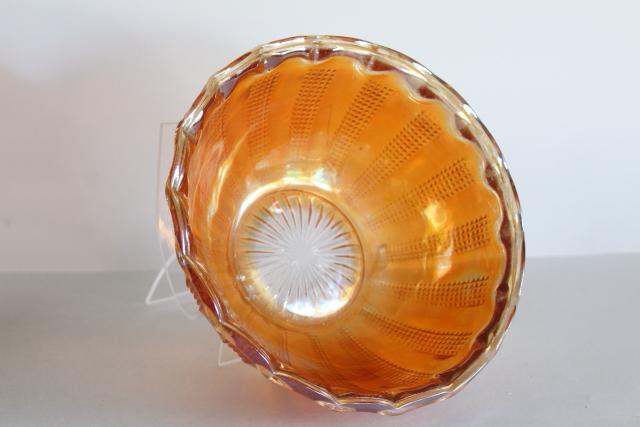 photo of Hazel Atlas depression glass vintage carnival marigold luster diamond point columns #2