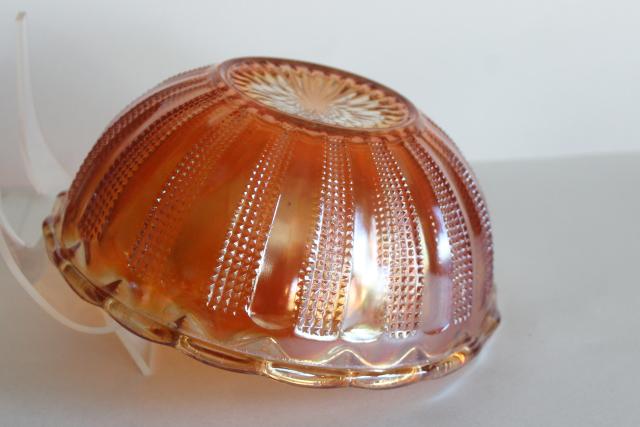 photo of Hazel Atlas depression glass vintage carnival marigold luster diamond point columns #3