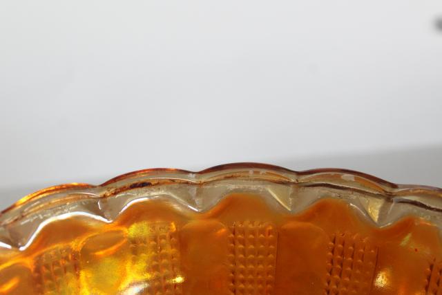 photo of Hazel Atlas depression glass vintage carnival marigold luster diamond point columns #5