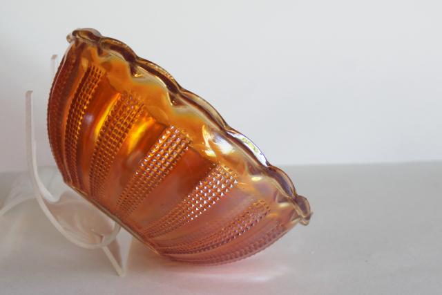 photo of Hazel Atlas depression glass vintage carnival marigold luster diamond point columns #6