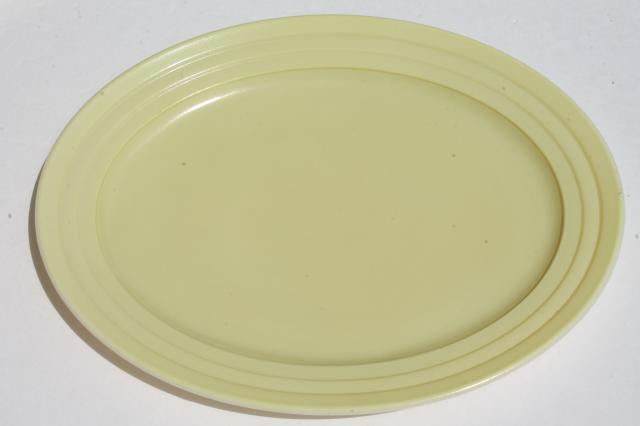 photo of Hazel Atlas moderntone depression glass dishes, platonite pastels pink & yellow plates & platter #3