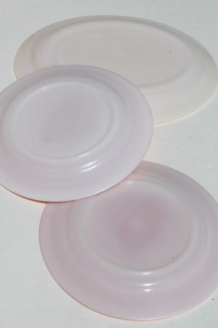 photo of Hazel Atlas moderntone depression glass dishes, platonite pastels pink & yellow plates & platter #8