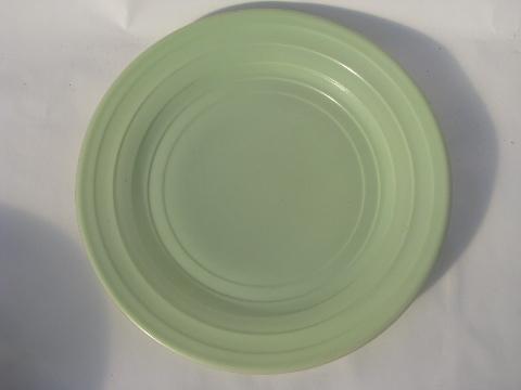 photo of Hazel-Atlas Moderntone pastels, 12 vintage depression glass salad or dessert plates #3