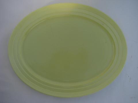 photo of Hazel-Atlas Moderntone pastels, vintage depression glass serving pieces, bowl, platter #3