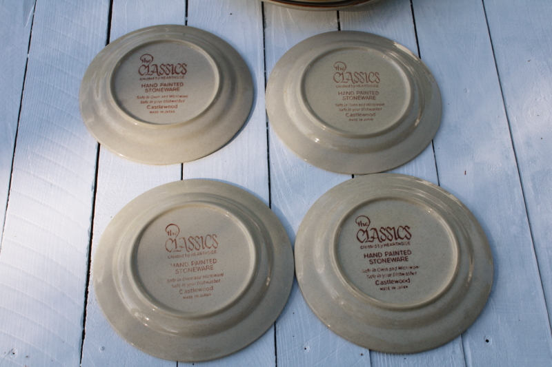 photo of Hearthside Japan stoneware plates, Castlewood neutral colors mod flowers 80s vintage dinnerware  #3