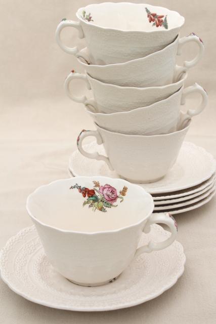 photo of Heath & Rose floral 1920s vintage Spode's Jewel Copeland Spode china cups and saucers #3