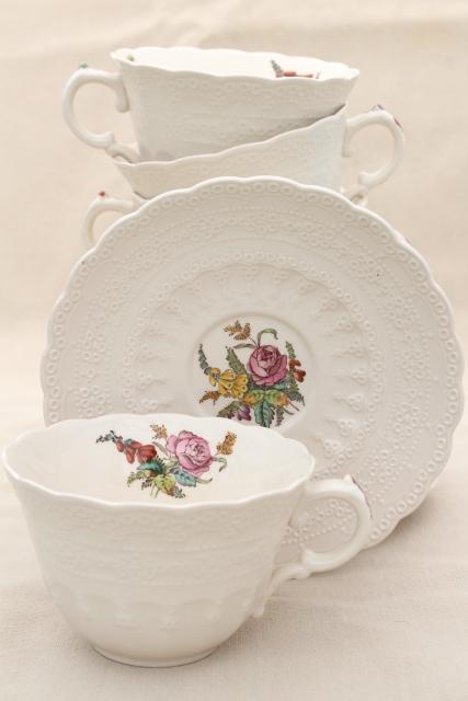 photo of Heath & Rose floral 1920s vintage Spode's Jewel Copeland Spode china cups and saucers #6