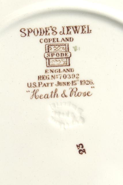 photo of Heath & Rose floral 1920s vintage Spode's Jewel Copeland Spode china plates #2