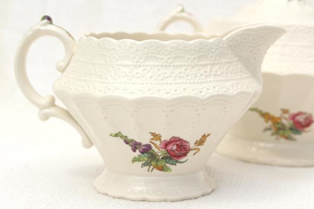 photo of Heath & Rose floral 1920s vintage Spode's Jewel Copeland Spode tea set, teapot, cream & sugar #3