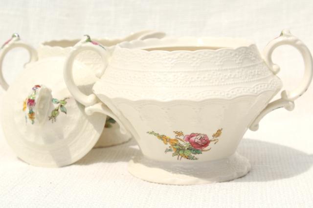 photo of Heath & Rose floral 1920s vintage Spode's Jewel Copeland Spode tea set, teapot, cream & sugar #4