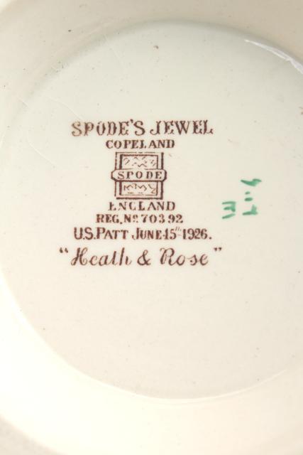 photo of Heath & Rose floral 1920s vintage Spode's Jewel Copeland Spode tea set, teapot, cream & sugar #7