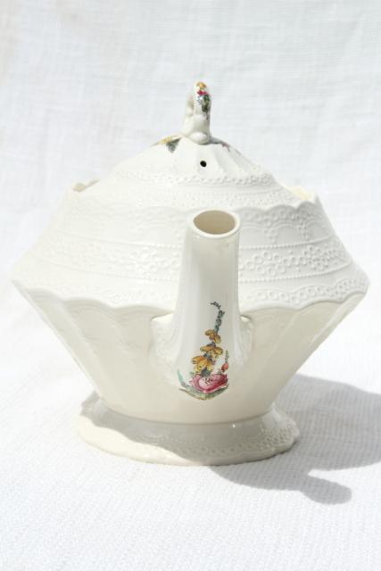 photo of Heath & Rose floral 1920s vintage Spode's Jewel Copeland Spode tea set, teapot, cream & sugar #9