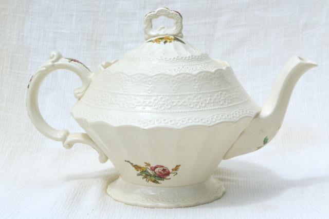 photo of Heath & Rose floral 1920s vintage Spode's Jewel Copeland Spode tea set, teapot, cream & sugar #10