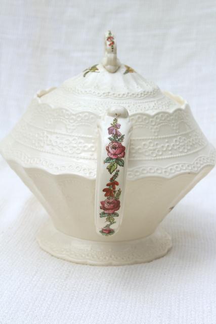 photo of Heath & Rose floral 1920s vintage Spode's Jewel Copeland Spode tea set, teapot, cream & sugar #11