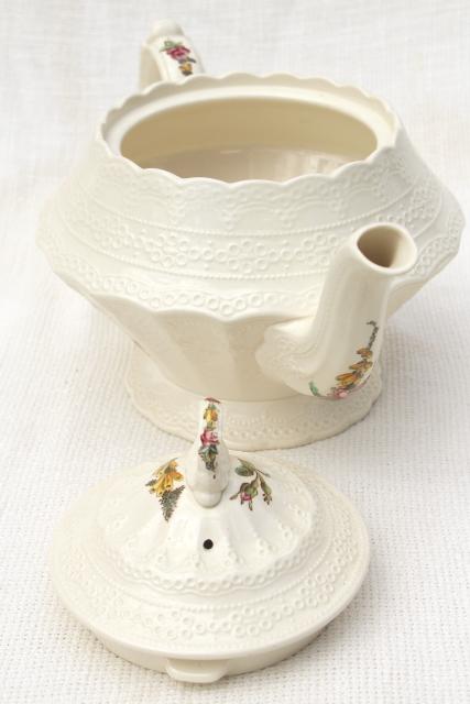photo of Heath & Rose floral 1920s vintage Spode's Jewel Copeland Spode tea set, teapot, cream & sugar #12