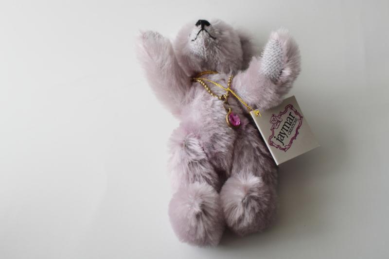 photo of Heather purple wool mohair teddy, jointed mini bear Ellen Kislingbury #3