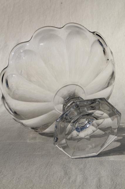 photo of Heisey Colonial compote bowl, vintage pressed pattern glass, crystal clear fruit pedestal #5