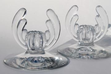 catalog photo of Heisey Crystolite clear glass candlesticks, pair of vintage candle holders