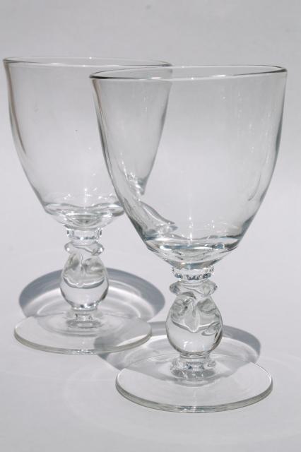 photo of Heisey Lariat crystal clear vintage stemware, large water goblets pressed glass wine glasses #1