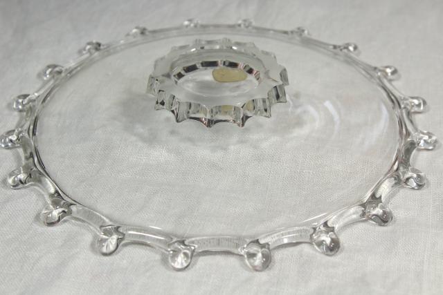 photo of Heisey Lariat pattern glass serving plate, nougat candy dish w/ original foil label #7