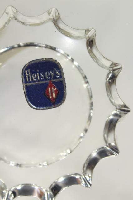 photo of Heisey Lariat pattern glass serving plate, nougat candy dish w/ original foil label #9