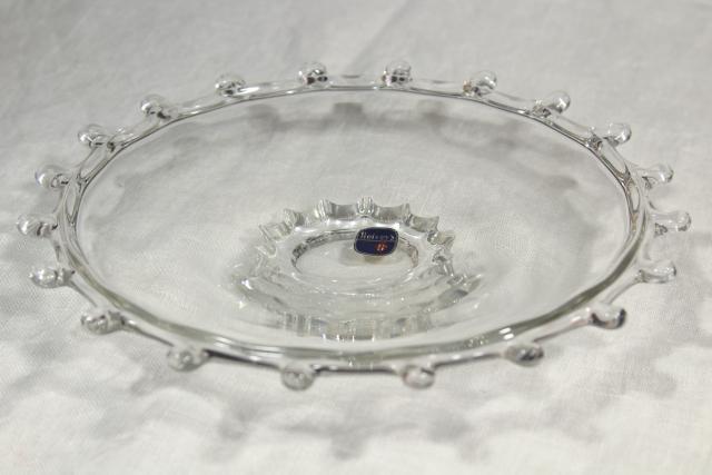 photo of Heisey Lariat pattern glass serving plate, nougat candy dish w/ original foil label #10