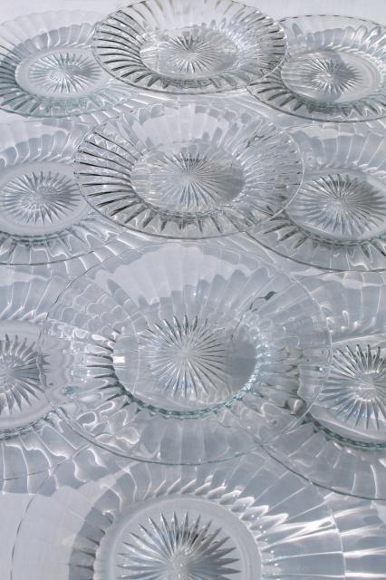 photo of Heisey Ridgeleigh crystal clear depression glass salad plates, art deco vintage #2