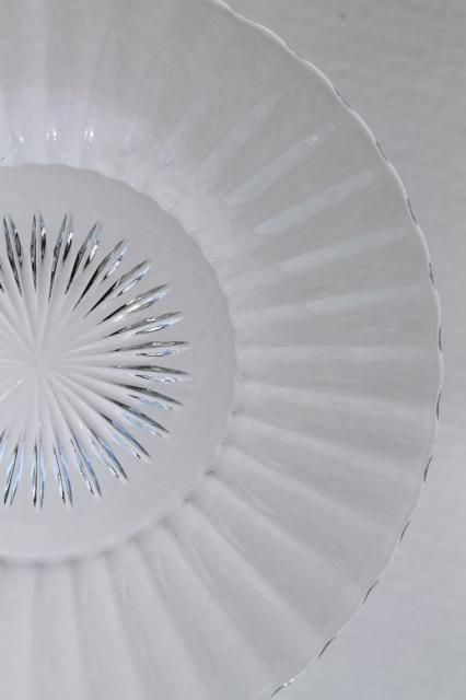 photo of Heisey Ridgeleigh crystal clear depression glass salad plates, art deco vintage #3