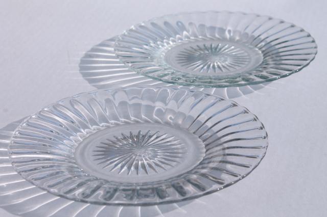 photo of Heisey Ridgeleigh crystal clear depression glass salad plates, art deco vintage #6