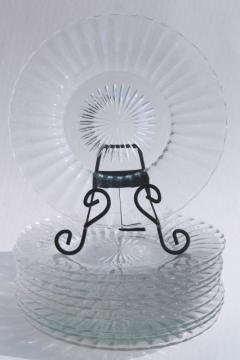 catalog photo of Heisey Ridgeleigh crystal clear depression glass salad plates, art deco vintage