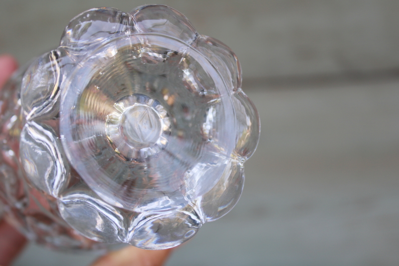 photo of Heisey Whirlpool thumbprint pattern glass footed tumblers, heavy crystal clear vintage iced tea glasses  #5