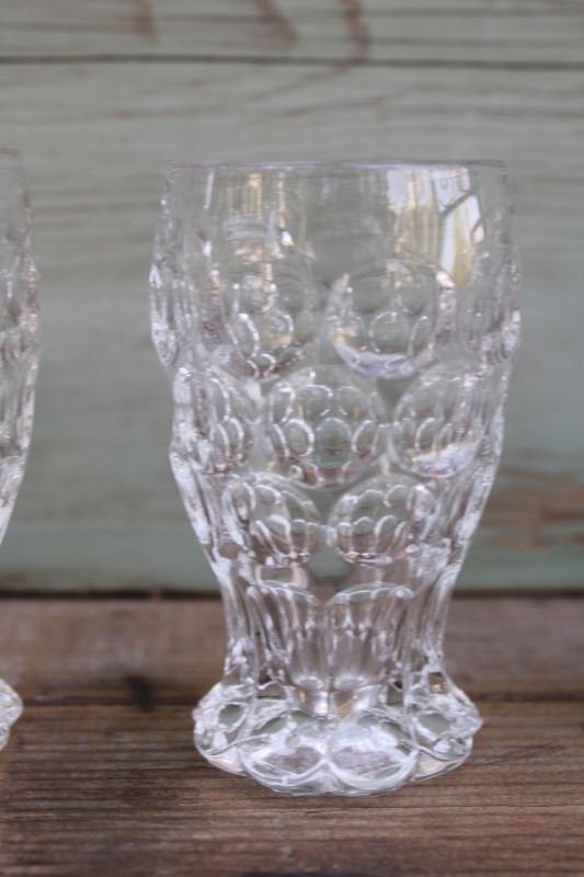 photo of Heisey Whirlpool thumbprint pattern glass juice glasses, heavy crystal clear glassware MCM vintage  #2