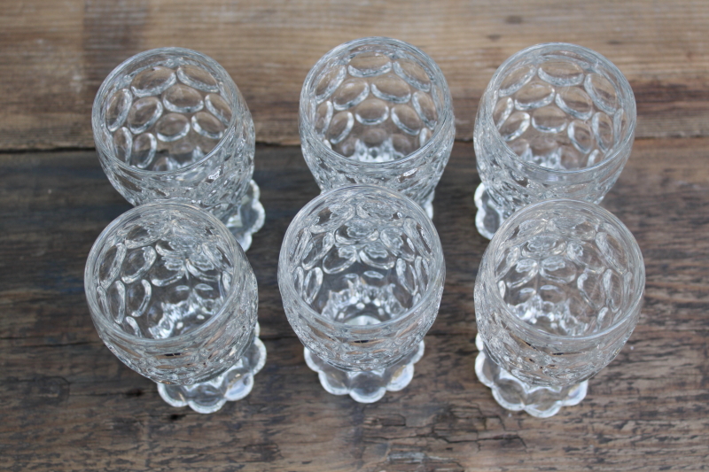 photo of Heisey Whirlpool thumbprint pattern glass juice glasses, heavy crystal clear glassware MCM vintage  #3