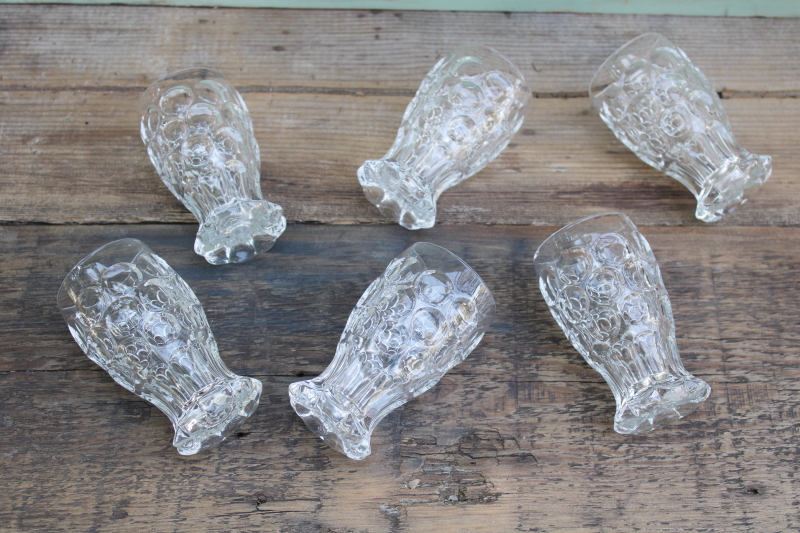 photo of Heisey Whirlpool thumbprint pattern glass juice glasses, heavy crystal clear glassware MCM vintage  #5