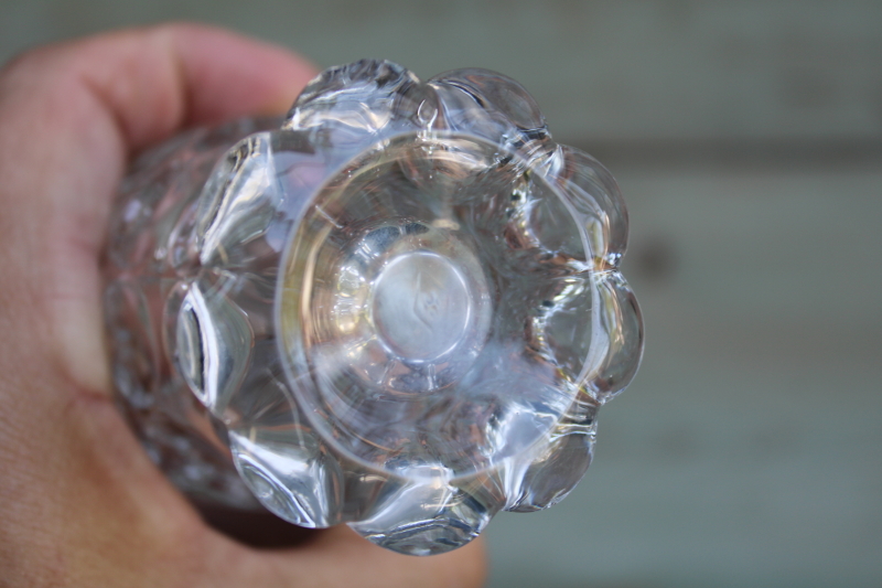 photo of Heisey Whirlpool thumbprint pattern glass juice glasses, heavy crystal clear glassware MCM vintage  #6