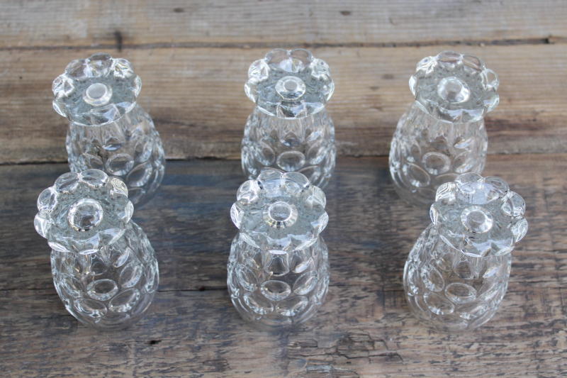 photo of Heisey Whirlpool thumbprint pattern glass juice glasses, heavy crystal clear glassware MCM vintage  #7