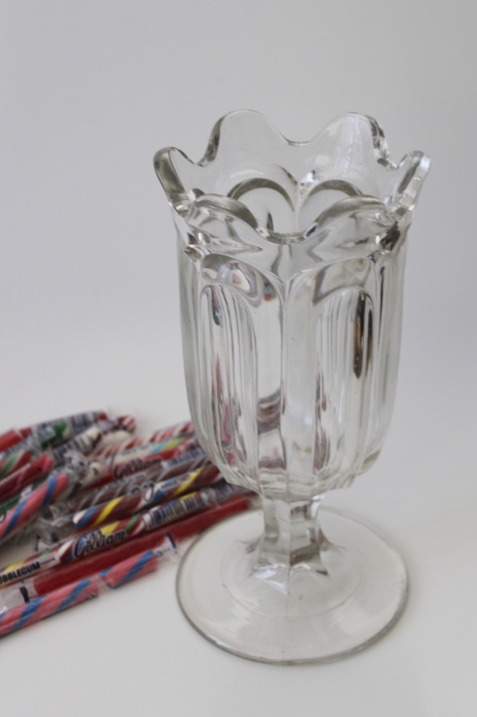 photo of Heisey colonial panel glass vase, old candy jar or straw holder drugstore soda counter #1